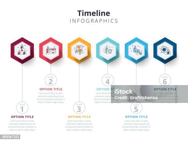 Business 6 Step Process Chart Infographics With Step Circles Bright Corporate Graphic Elements Company Presentation Slide Template Modern Vector Info Graphic Layout Design Stock Illustration - Download Image Now