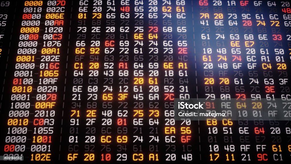 Data Table Of Hexadecimal Characters Stock Photo - Download Image Now ...
