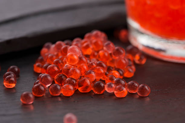 Lemon spherification caviar pearls 