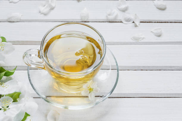 istock Green tea in glass cup 805248420