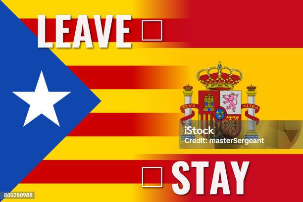 Catalonia Referendum Leave Stay Concept Stock Illustration - Download Image Now - Catalan Independence Movement, Catalonia, Choice