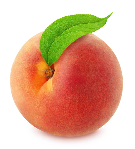 istock Peach with leaf. Full depth of field. 805287074