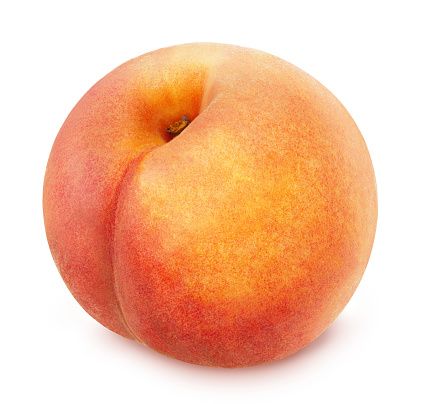Peach isolated on white background. Full depth of field.