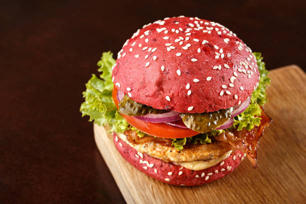 Red Burger Stock Photo - Download Image Now - American Culture