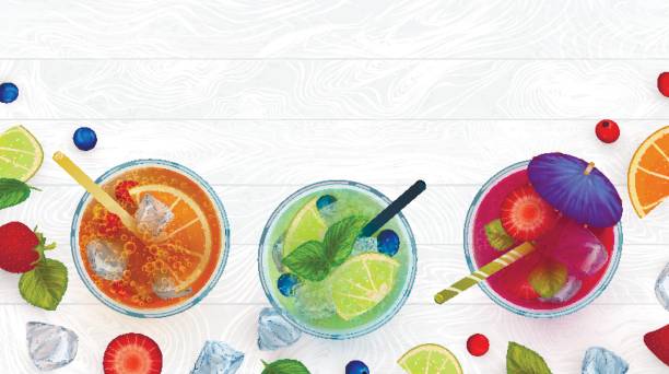 draufsicht des sommer-drinks - party hat cocktail time drink stock-grafiken, -clipart, -cartoons und -symbole