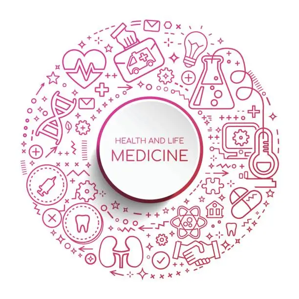 Vector illustration of HEALTHY AND MEDICINE