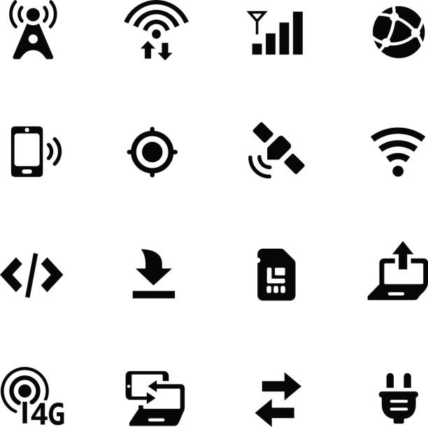 Web & Mobile 6 // Black Series Vector icons for digital or print projects. satellite phone stock illustrations