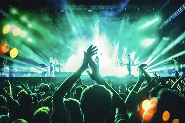 Cheering crowd at a concert.