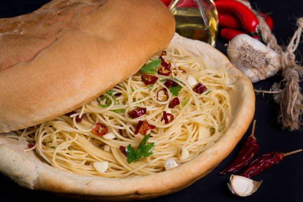 istock Spaghetti garlic oil and chili pepper 805415498