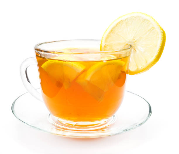 istock Isolated transparent cup of tea with lemon slice 805417930