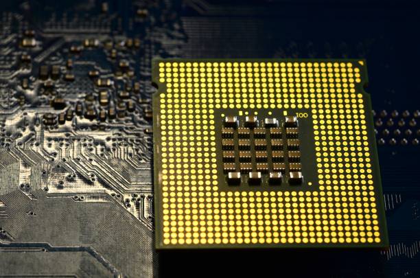 istock Close up of CPU Processor over Computer Motherboard. Tecnology background. 805436818