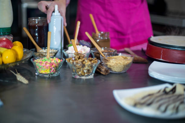 istock Making of home made pancakes. 805446952