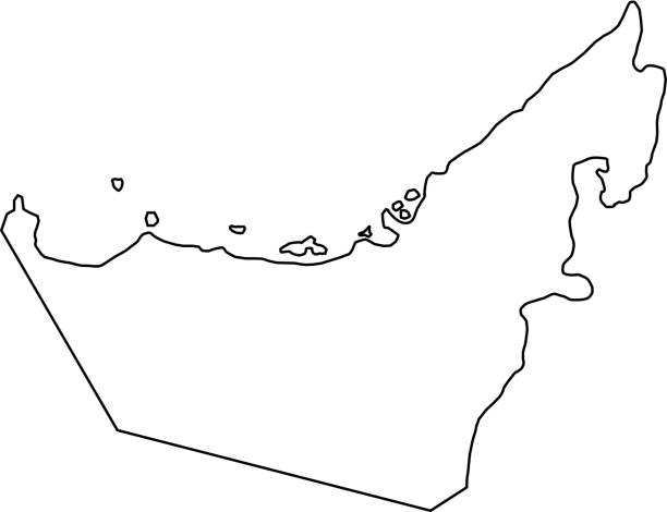 ilustrações, clipart, desenhos animados e ícones de o emirados árabes unidos mapa de curvas de contorno pretos de ilustração vetorial - united arab emirates illustrations