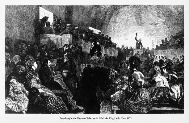 istock Preaching in the Mormon Tabernacle, Salt Lake City, Utah Engraving, Circa 1871 805562634