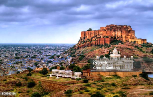 Mehrangharh Fort And Jaswant Thada Mausoleum In Jodhpur Rajasthan India Stock Photo - Download Image Now