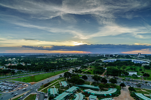 Austin, TX, USA - July 24, 2023: Aerial photo Moody Center at University of Texas