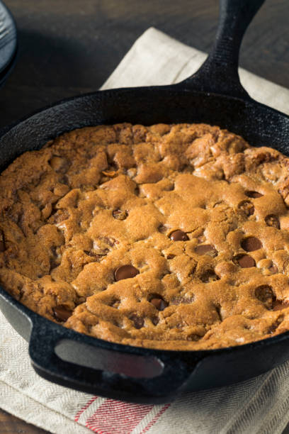 istock Hot Homemade Chocolate Chip Skillet Cookie 805598774