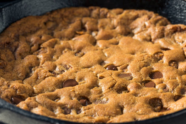 istock Hot Homemade Chocolate Chip Skillet Cookie 805613206