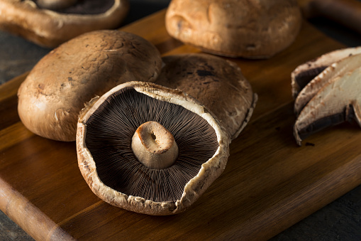 Healthy Organic Raw Portobello Mushroom Caps Ready to Eat