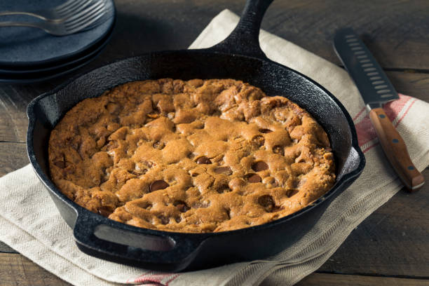 istock Hot Homemade Chocolate Chip Skillet Cookie 805615222
