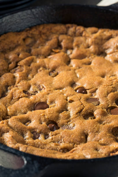 istock Hot Homemade Chocolate Chip Skillet Cookie 805615696