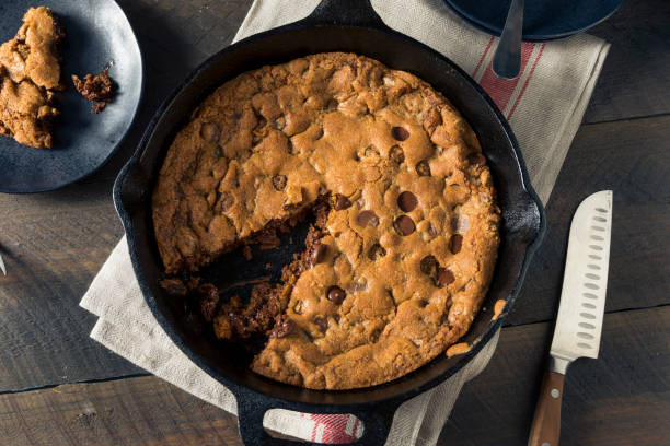 istock Hot Homemade Chocolate Chip Skillet Cookie 805620460