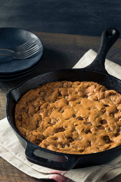 istock Hot Homemade Chocolate Chip Skillet Cookie 805625018