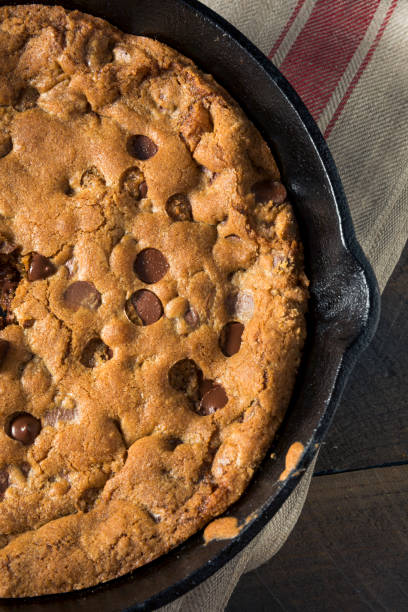 istock Hot Homemade Chocolate Chip Skillet Cookie 805628514
