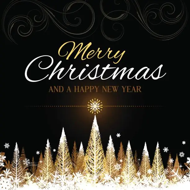 Vector illustration of Golden Merry Christmas background