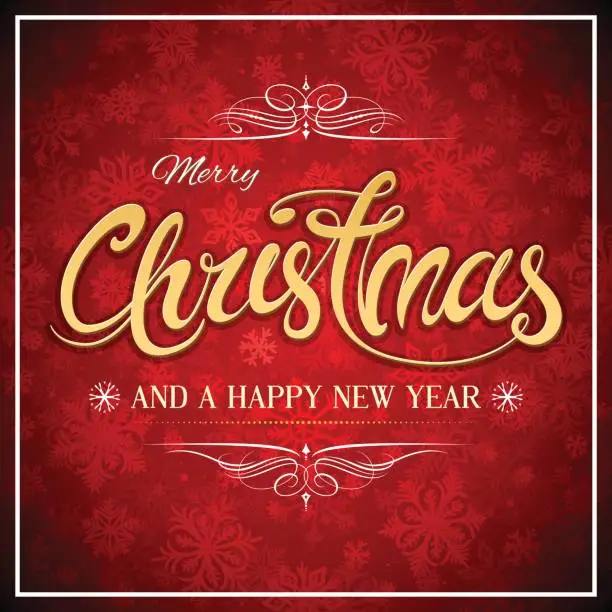 Vector illustration of Merry Christmas red background