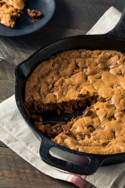 istock Hot Homemade Chocolate Chip Skillet Cookie 805635458