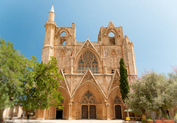 istock Lala Mustafa Pasha Mosque (formerly St. Nicholas Cathedral), Famagusta, Northern Cyprus. Front view 805664346