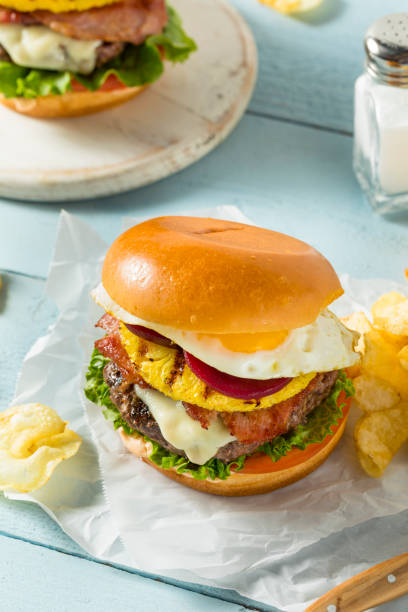 istock Homemade Aussie Pineapple and Beet Cheeseburger 805667194