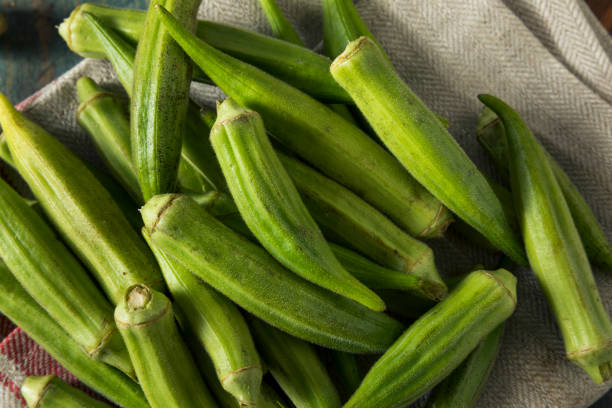 istock Raw Green Organic Okra Harvest 805681438