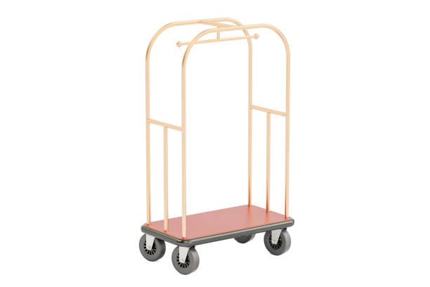 istock Luggage cart or hotel trolley, 3D rendering isolated on white background 805686058