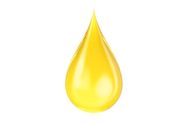 yellow oil drop, 3D rendering isolated on white background