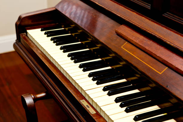 istock Antique Piano - piano keys angled view 805732502