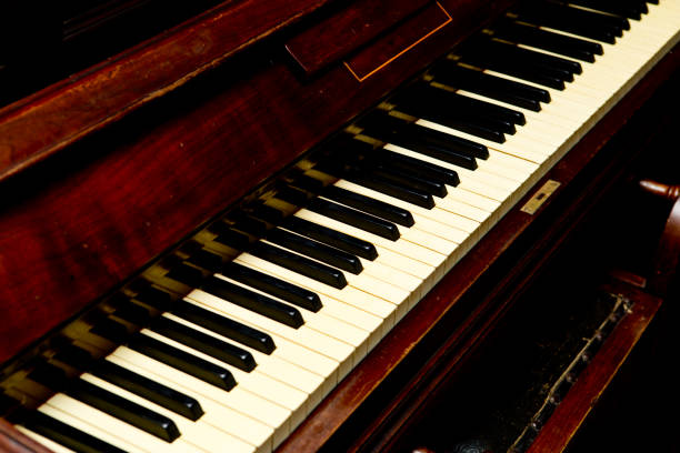 istock Antique Piano - piano keys angled view 805734826