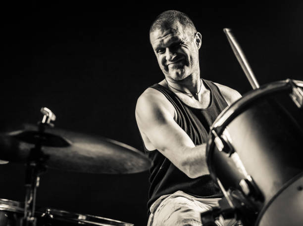 istock Black and White Rock N Roll Drummer 805765066