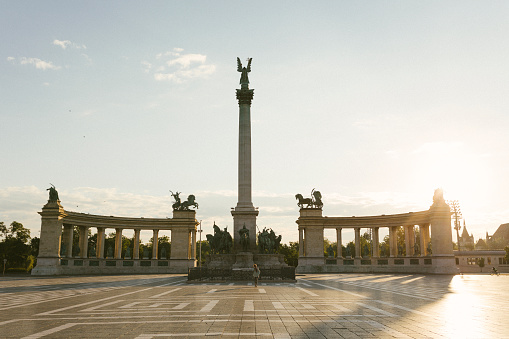 Heroes' square in Budapest, Hungary. Budapest is the capital and most populous city of Hungary and one of the largest cities in the European Union. Budapest has a lot of attractions, Every year a lot of tourist visit Budapest.