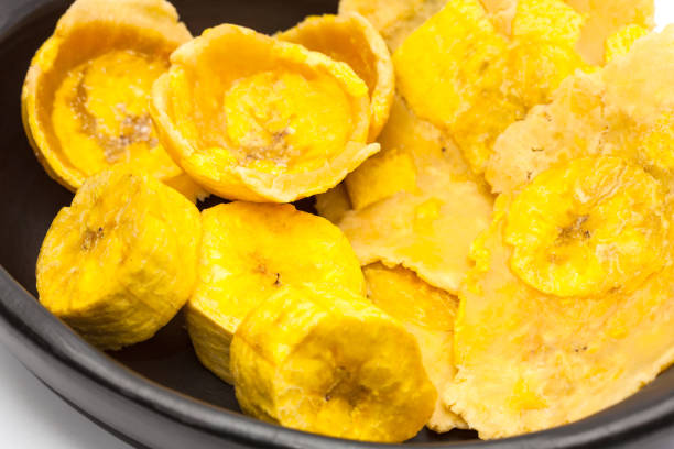 istock Raw plantain cups, patacones and pieces 805864330