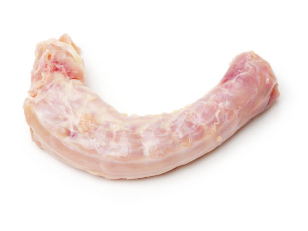 istock Raw chicken neck, Chicken meat macro isolated on white background 805891252