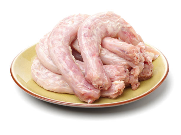 istock Raw chicken neck, Chicken meat macro isolated on white background 805891938