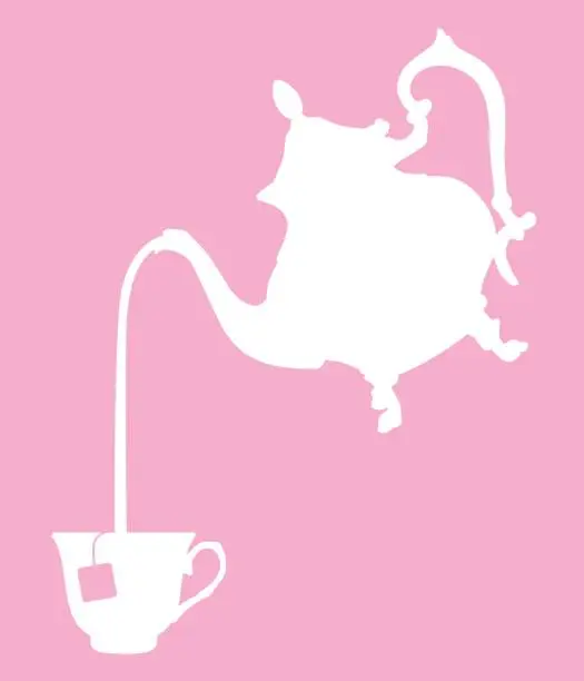 Vector illustration of Ornate Teapot Pouring Tea