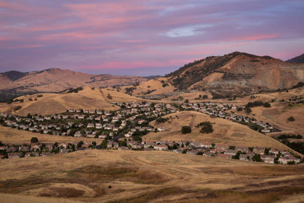 California Suburbs in the Hills Suburban homes sprawled across the hills of Concord in the Bay Area, California. contra costa county stock pictures, royalty-free photos & images