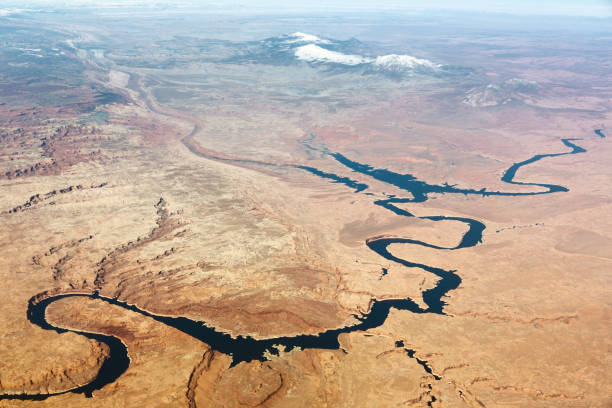 vista aérea do lago powell - rio colorado - fotografias e filmes do acervo