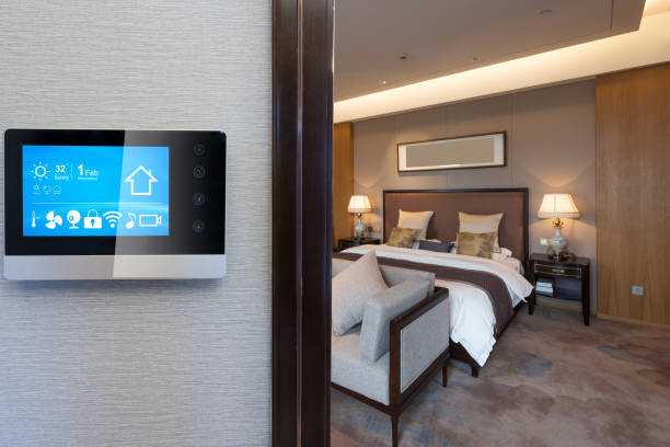 istock digital screen with luxury bedroom in smart home 805961088