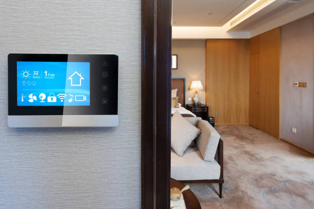 istock digital screen with luxury bedroom in smart home 805976786