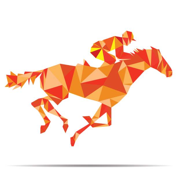 istock Horse with jockey, Horse racing designed using colorful mosaic pattern graphic 806040626
