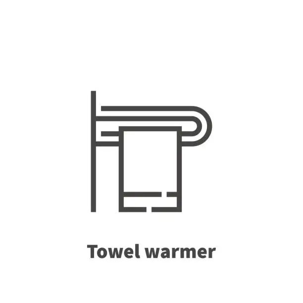 Vector illustration of Towel warmer icon, vector symbol in line style isolated on white background. Editable 48x48 pixel perfect.